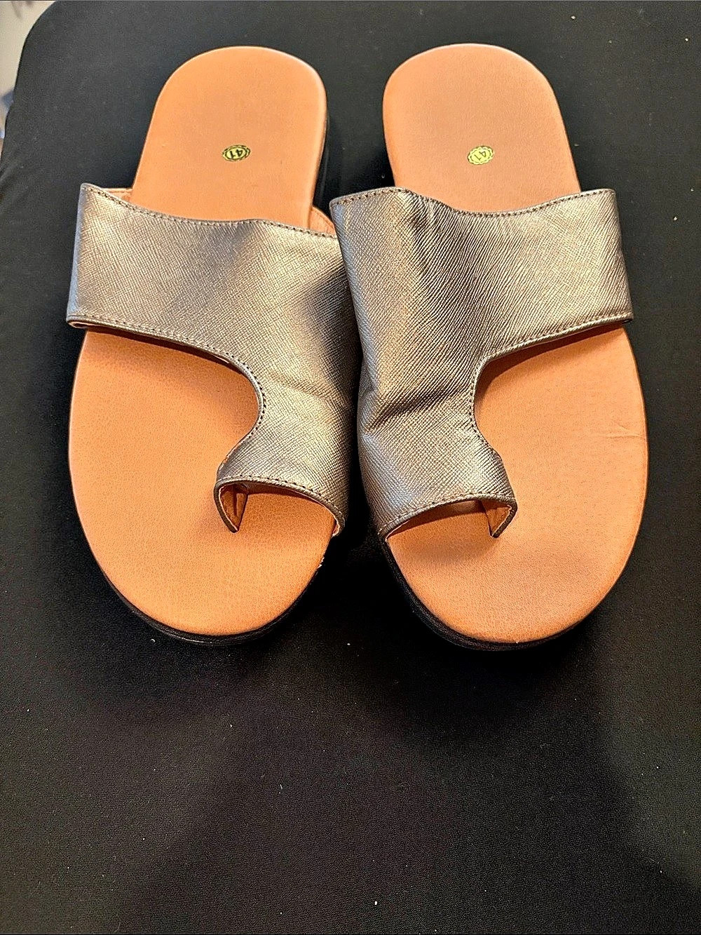 Gold Metallic Slide Sandals